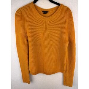 Theory Jaydee Wool Ribbed Knit Sweater Pullover Mustard Yellow S Academia Preppy